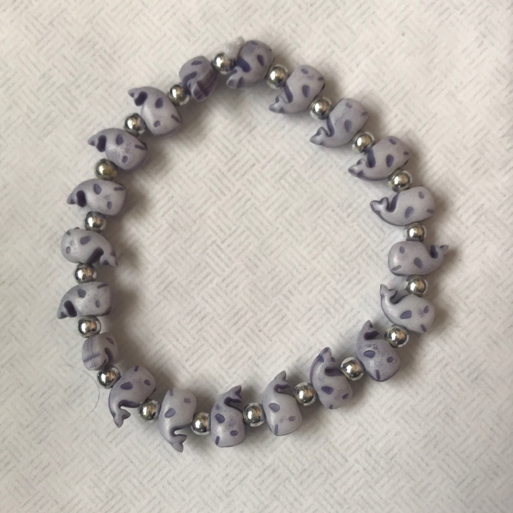 Dark purple whale Bead bracelet one size